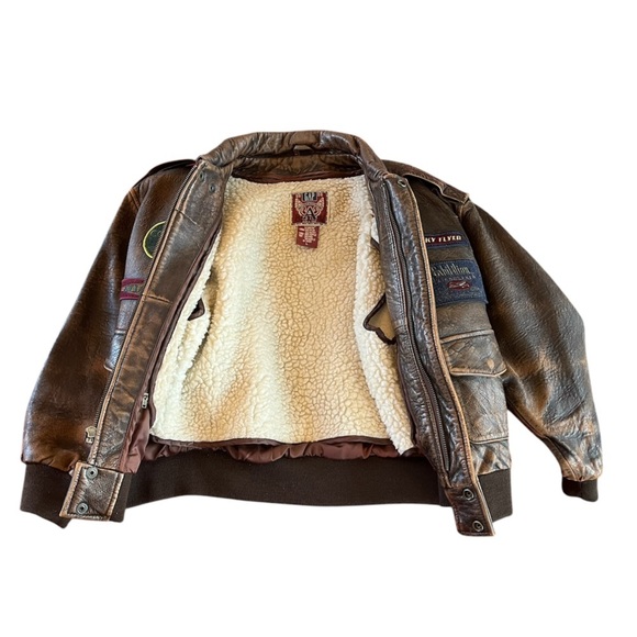 Vintage GAP Leather Flight Bomber Jacket – Lined Aviator Style - Picture 2 of 9